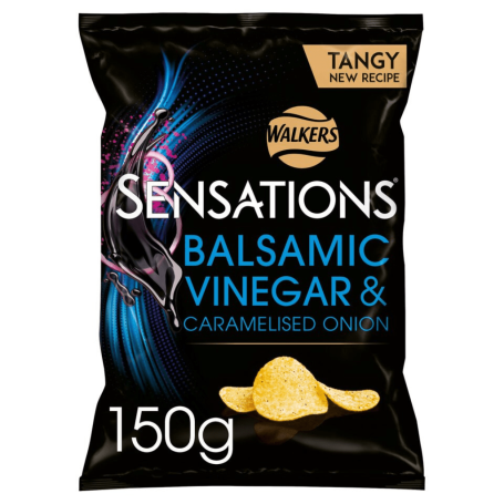 Walkers Sensations Balsamic Vinegar & Caramelised Onion crisps, 150g pack.